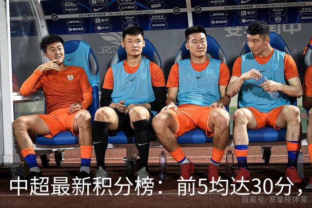 中超最新积分榜：前5均达30分，第2到第5差2分，倒数3队未破20分